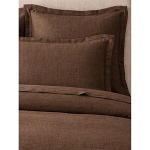 Restoration Hardware RH Stonewashed Belgian Linen Euro Sham Brown Luxury